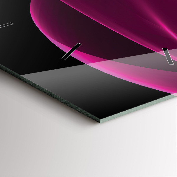 Square glass wall clock Pink abstraction