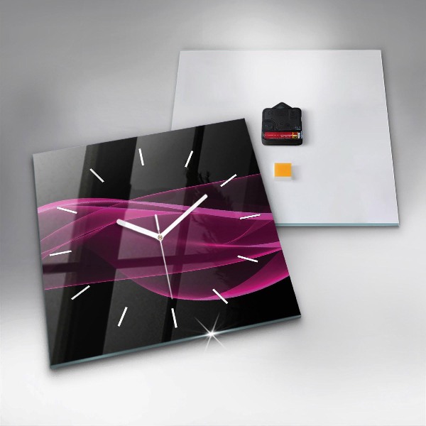 Square glass wall clock Pink abstraction