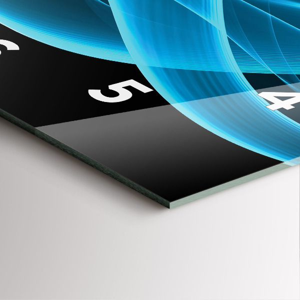 Square glass wall clock Blue abstraction