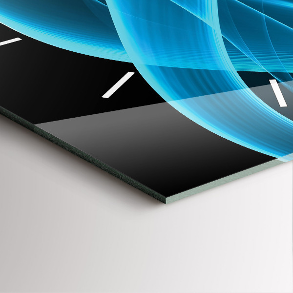 Square glass wall clock Blue abstraction