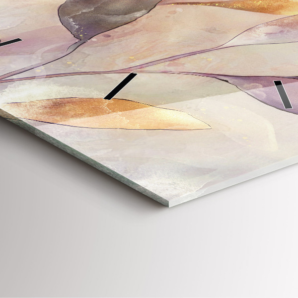 Square glass wall clock Abstract boho leaves