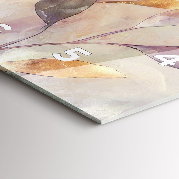 Square glass wall clock Abstract boho leaves