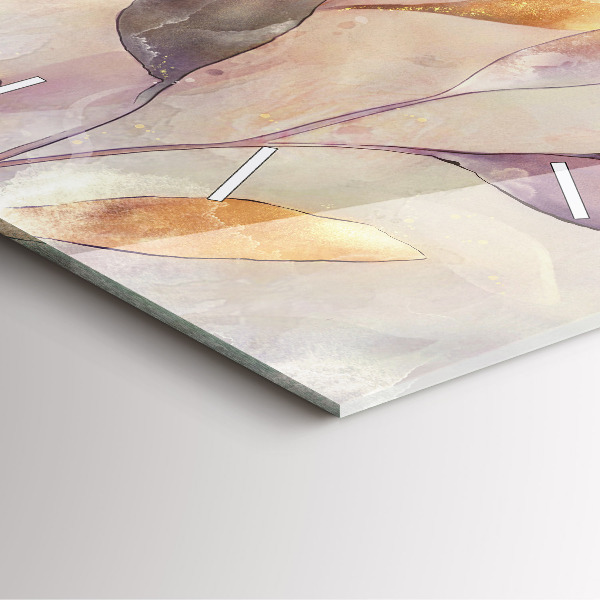 Square glass wall clock Abstract boho leaves
