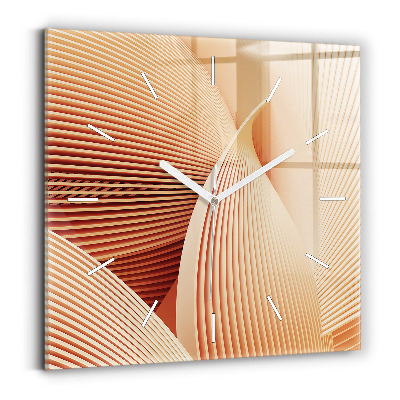 Square glass wall clock Abstract wave pattern