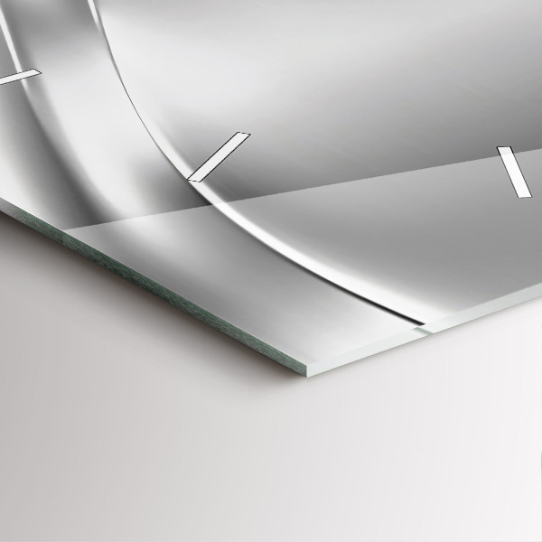 Square glass wall clock Silver abstraction