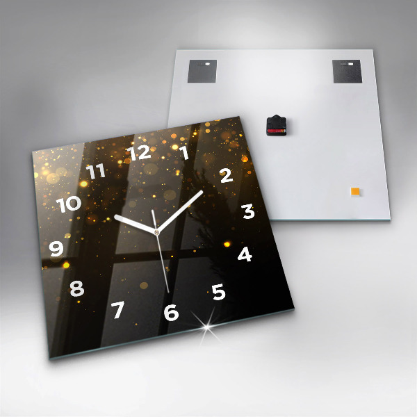 Square glass wall clock Gold dust