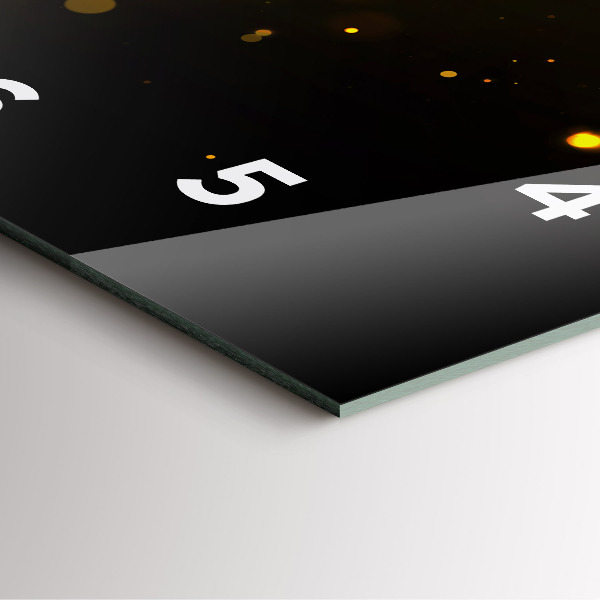 Square glass wall clock Gold dust