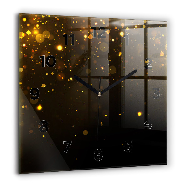 Square glass wall clock Gold dust