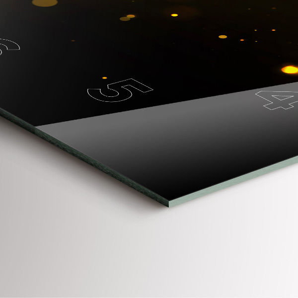 Square glass wall clock Gold dust