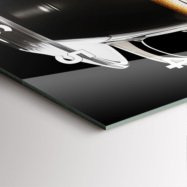 Square glass wall clock Black coffee
