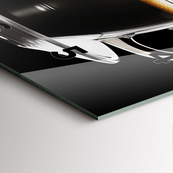 Square glass wall clock Black coffee