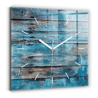 Square glass wall clock Blue boards