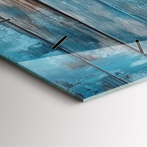Square glass wall clock Blue boards