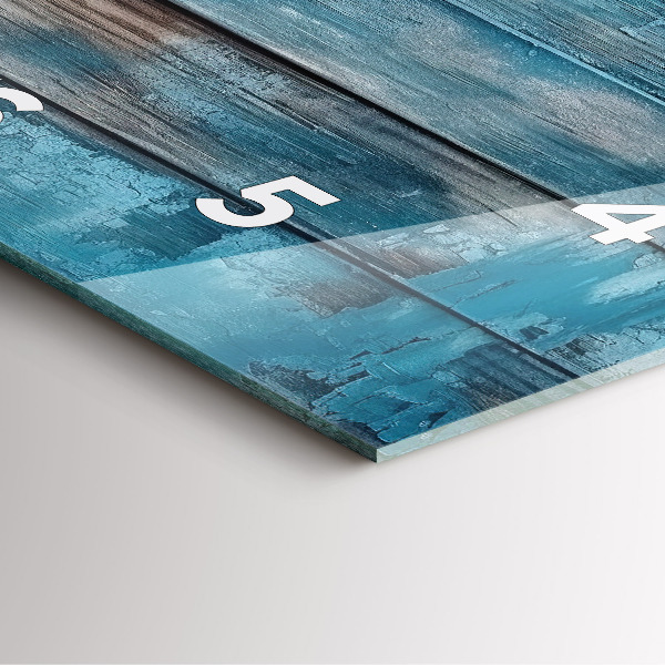 Square glass wall clock Blue boards