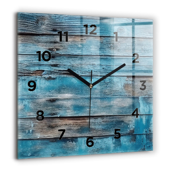Square glass wall clock Blue boards