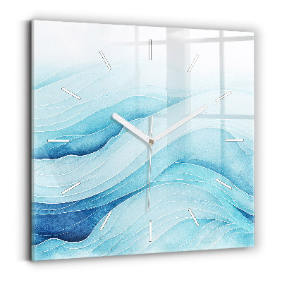 Square glass wall clock Blue clouds