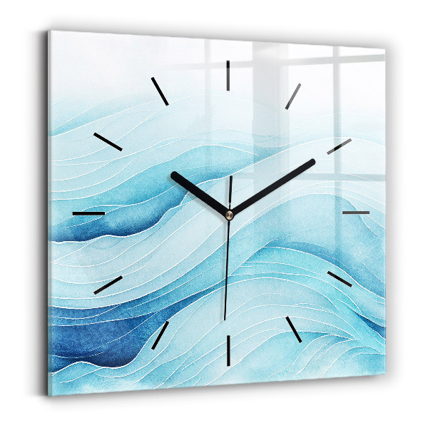 Square glass wall clock Blue clouds