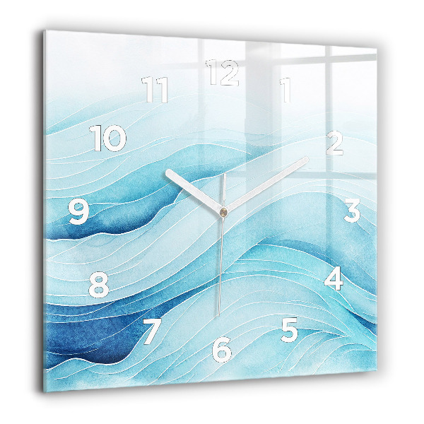 Square glass wall clock Blue clouds