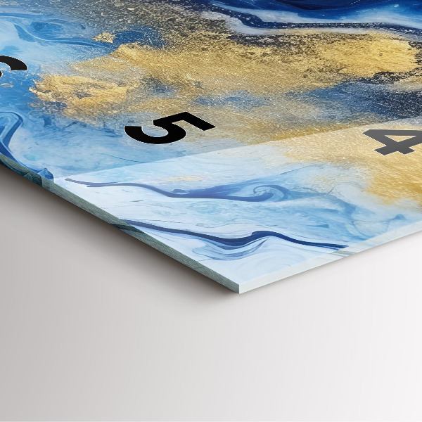 Square glass wall clock Blue marble