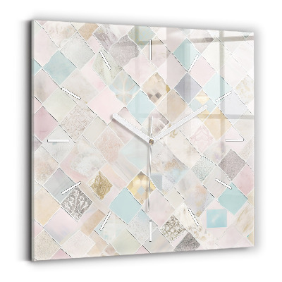 Square glass wall clock Colored tiles