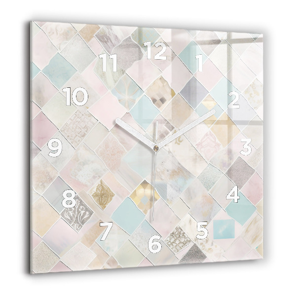 Square glass wall clock Colored tiles