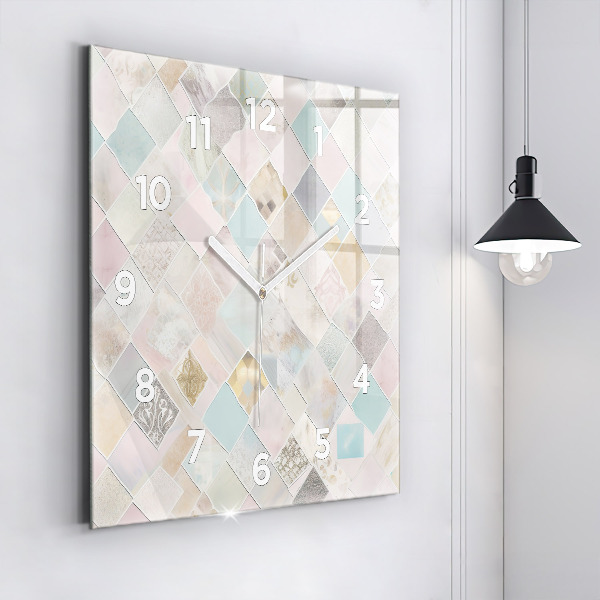 Square glass wall clock Colored tiles