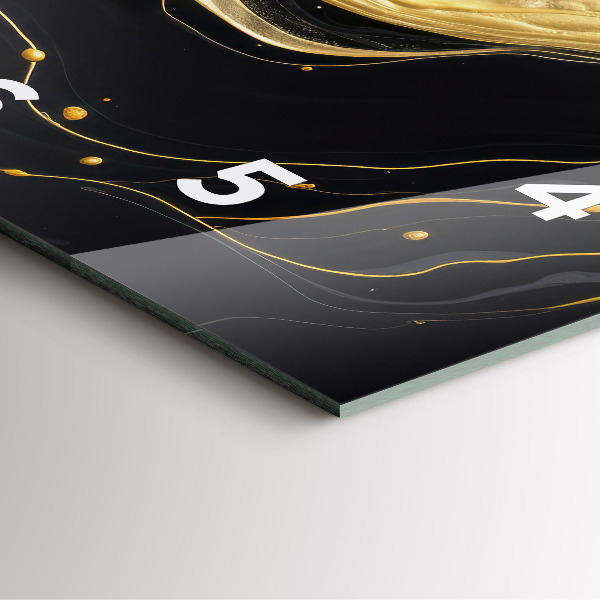 Square glass wall clock Gold marble