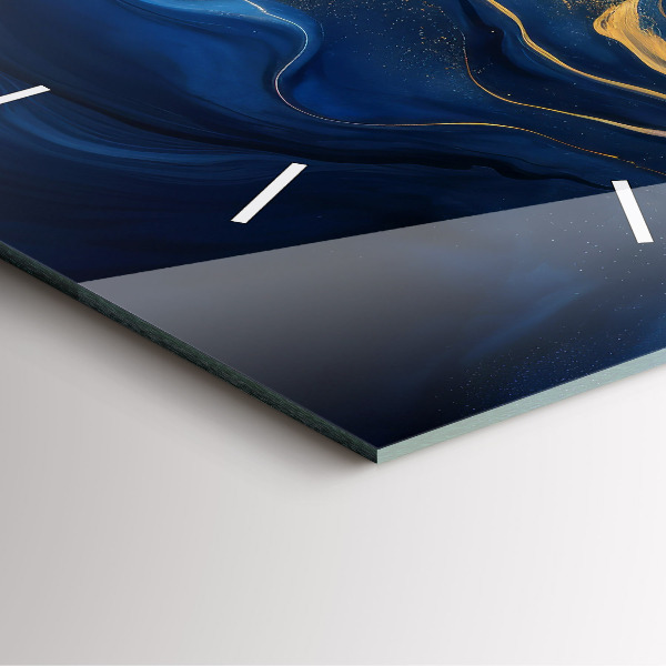 Square glass wall clock Blue marble