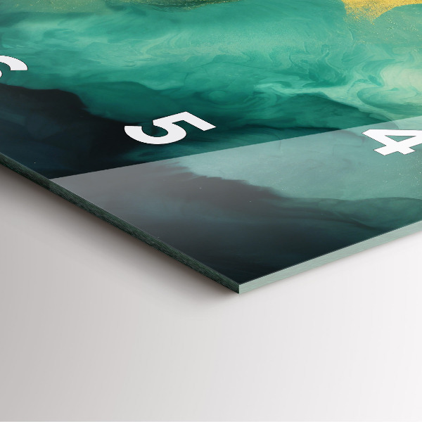 Square glass wall clock Green marble