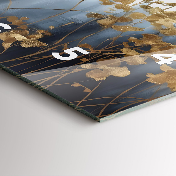 Square glass wall clock Abstract flowers