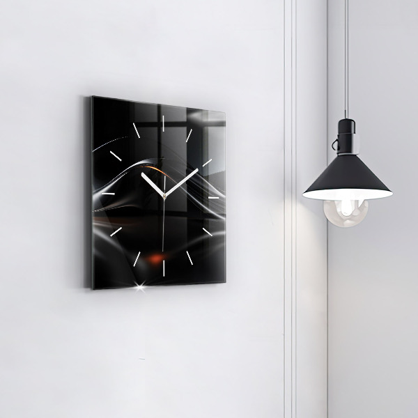 Square glass wall clock Abstraction