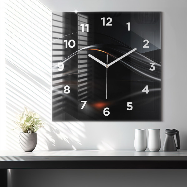 Square glass wall clock Abstraction
