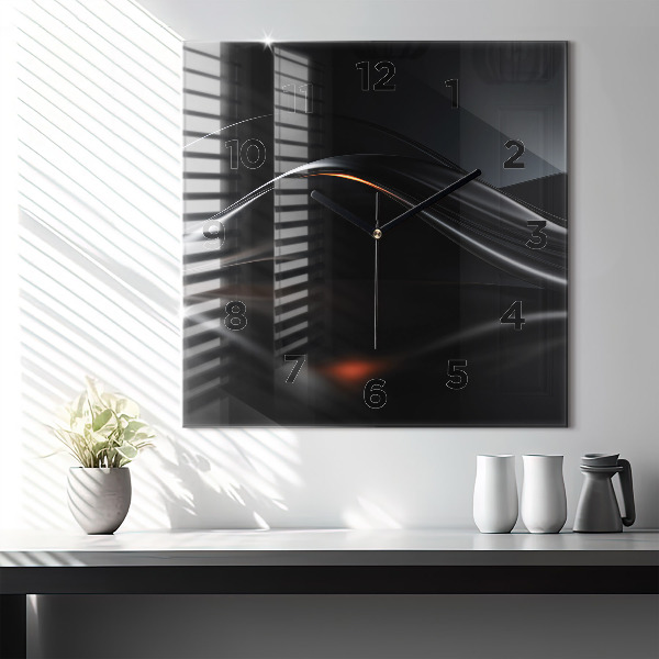 Square glass wall clock Abstraction