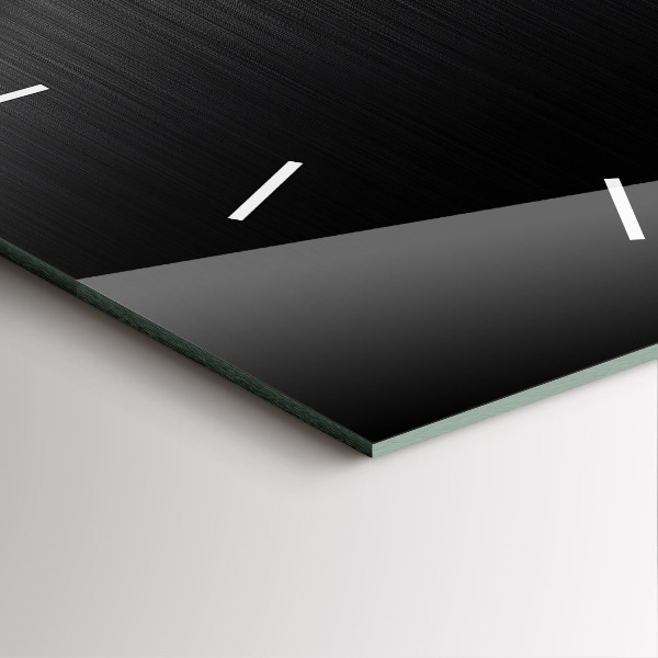 Square glass wall clock Black and silver lines