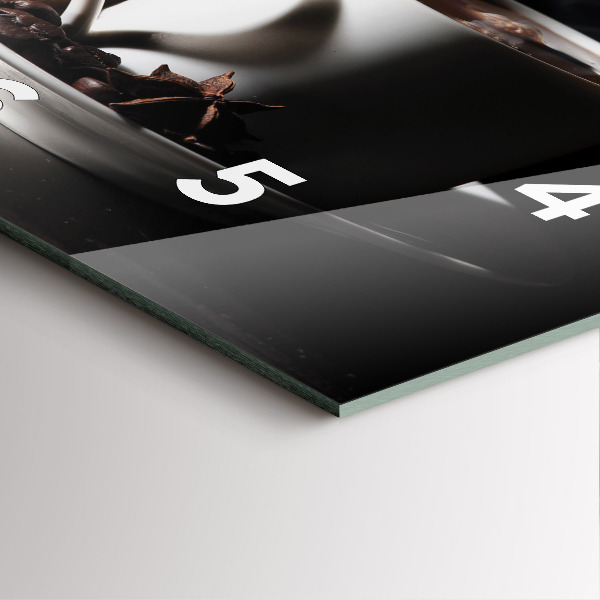 Square glass wall clock A cup of coffee
