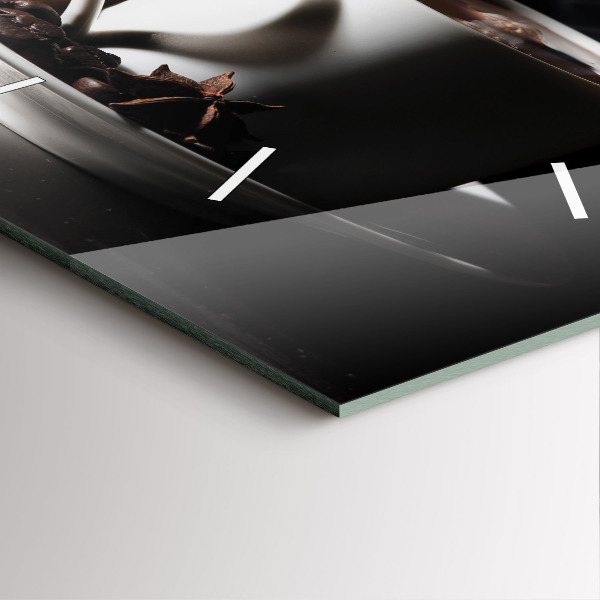 Square glass wall clock A cup of coffee