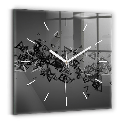 Square glass wall clock Dark abstraction