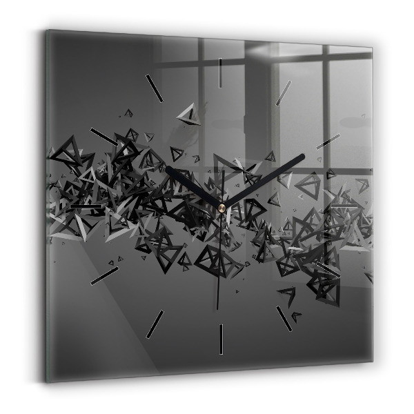 Square glass wall clock Dark abstraction