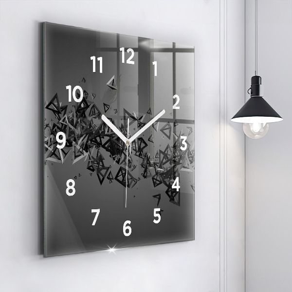Square glass wall clock Dark abstraction