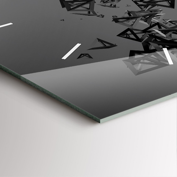 Square glass wall clock Dark abstraction