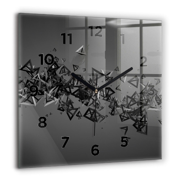 Square glass wall clock Dark abstraction