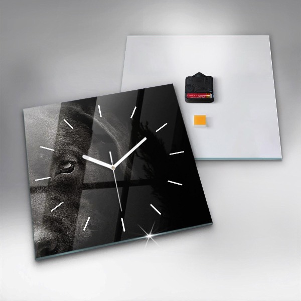 Square glass wall clock Scottish Fold Dog and Cat