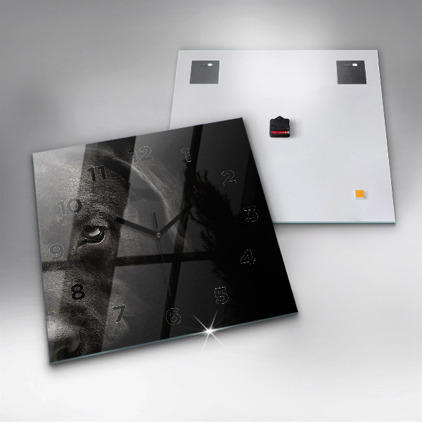 Square glass wall clock Scottish Fold Dog and Cat