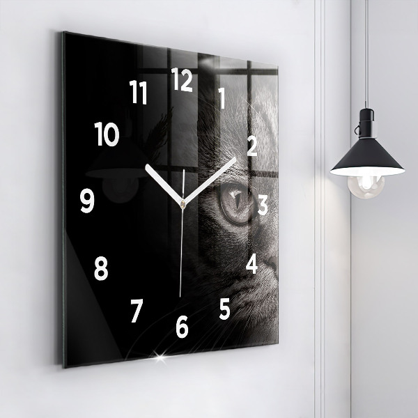 Square glass wall clock Scottish Fold Dog and Cat