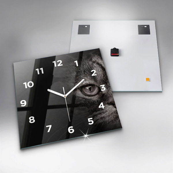 Square glass wall clock Scottish Fold Dog and Cat