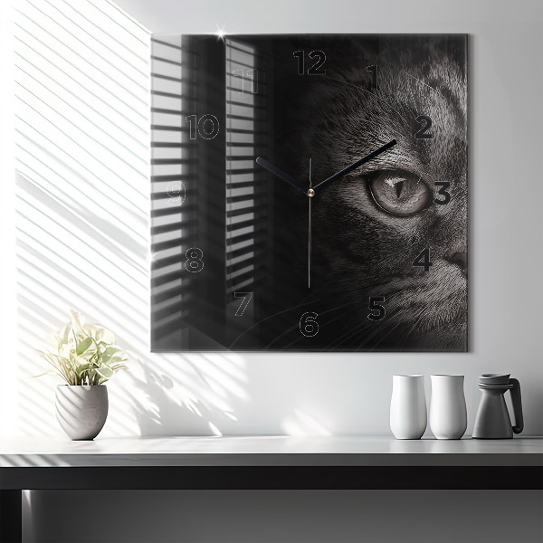 Square glass wall clock Scottish Fold Dog and Cat