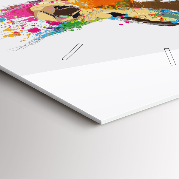 Square glass wall clock Colorful deer head