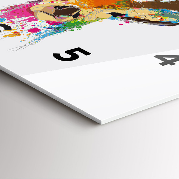 Square glass wall clock Colorful deer head