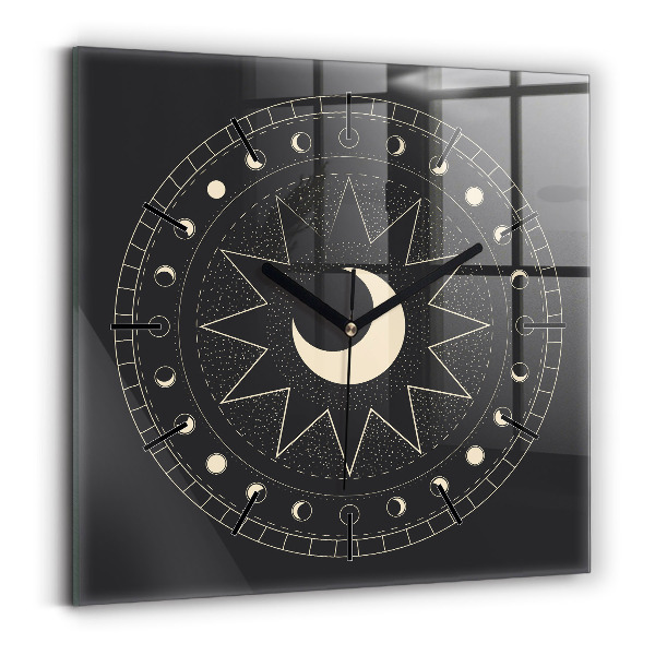 Square glass wall clock Moon phases