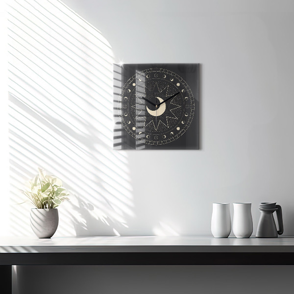 Square glass wall clock Moon phases